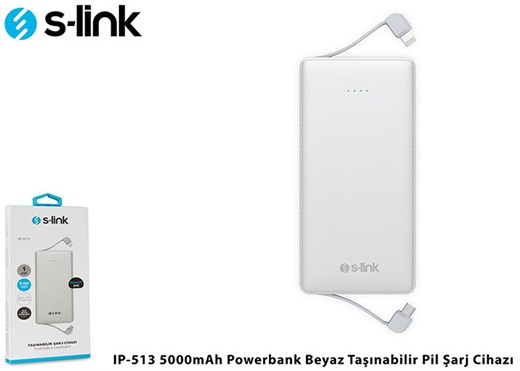 S-Link Ip-513 5000Mah Beyaz Powerbank-S-Link Kktc S-Link Ip-513 5000Mah Beyaz Powerbank-S-Link Kktc