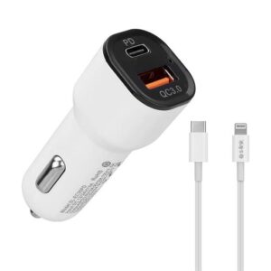 S-Link Sl-Ec35Pd 36W Pd 3.0 Lightning Pd Kablo 3.4A Hızlı Şarj Pd 18W + Usb Qc3.0 Beyaz Araç Şarj Cihazı-S-Link KKTC