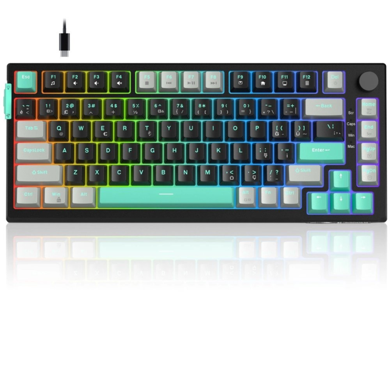 Magegee Sky81 83 Tuş Kablolu Rgb Hot-Swap Gasket Gri-Siyah Gaming