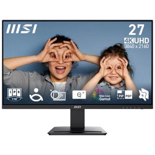 Msi 27" Pro Mp273U Flat Ips 4Ms Anti-Glare Uhd 3840X2160 60Hz Hoparlör