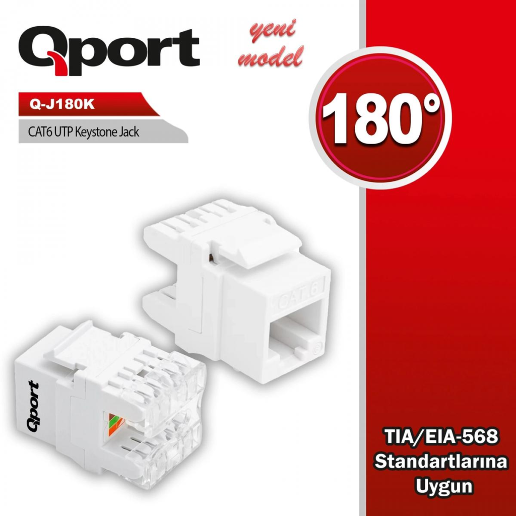 Qport Q-J180K Cat6 180 Derece Keystone Jack KKTC