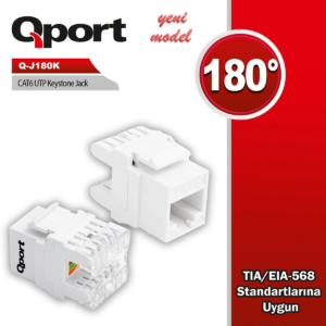 Qport Q-J180K Cat6 180 Derece Keystone Jack Kktc