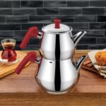 Polochef Dolphın Çelik Çaydanlık Seti Megaboy Kırmızı Sap Dok-102