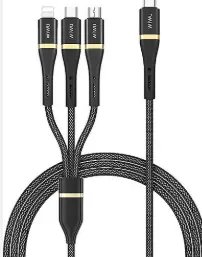 Wiwu Elite 100w 3 İn 1 Type-c Şarj Kablosu 1.2m Type-c+ Lightning + Micro C024