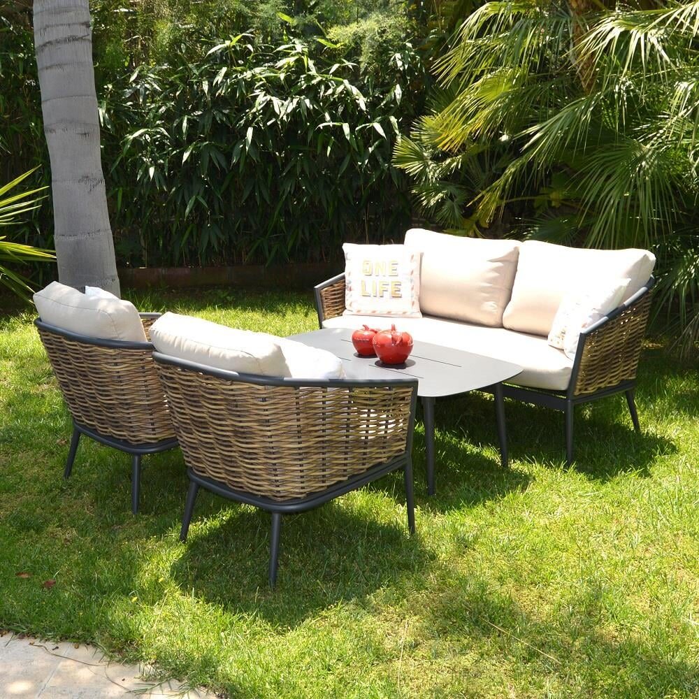 Havanna İkili Lounge Alüminyum + Örgülü Set - Garden Times