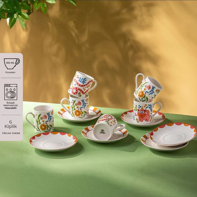 Emsan Cheerful 6'lı Kahve Fincan Takımı