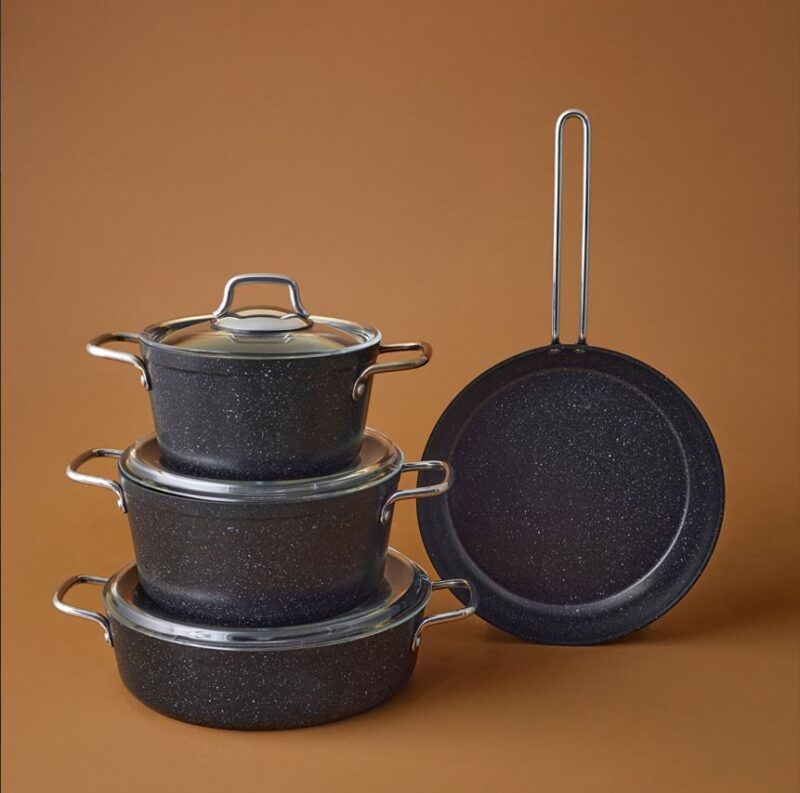 Emsan Bıogranıt Defne 7 Parça Tencere Seti Siyah