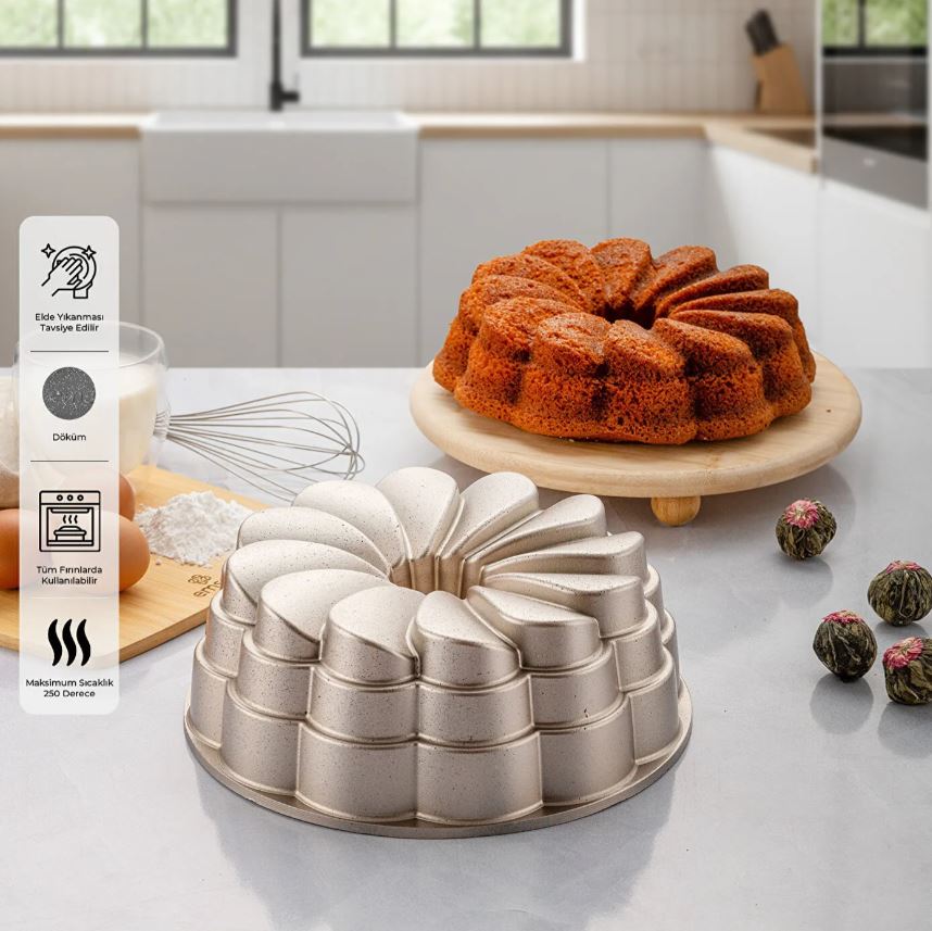 1000260453001 Emsan Golden Rose Kek Kalıbı Gold - Görsel 1