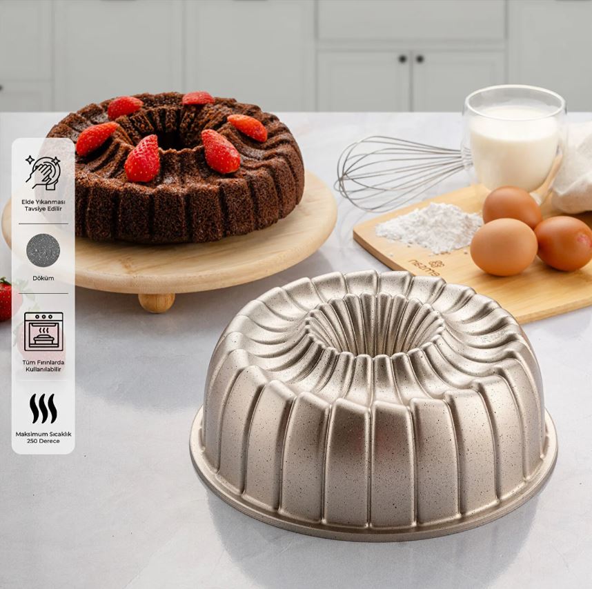 1000260457001 Emsan Golden Specıal Kek Kalıbı Gold - Görsel 1