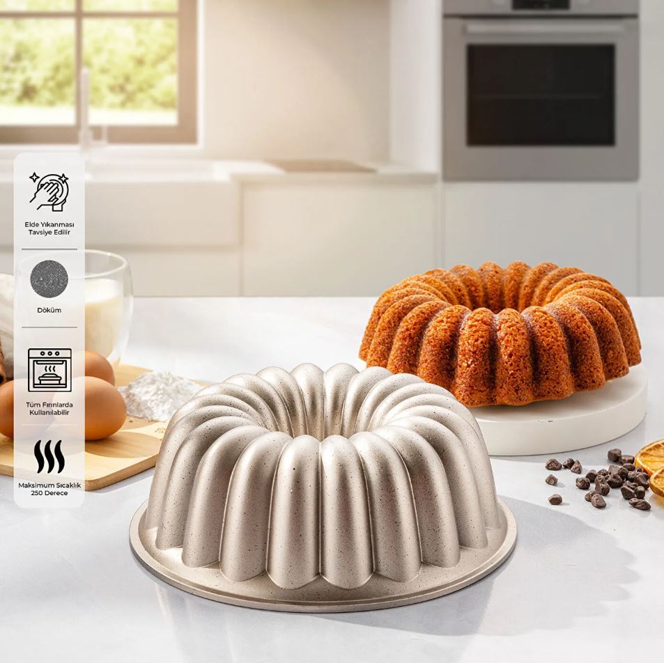 1000260459001 Emsan Golden Alya Kek Kalıbı Gold - Görsel 1