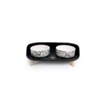 Altitude Urban Style Double Raised Pet Bowl Black&White Mama ve Su Kapları