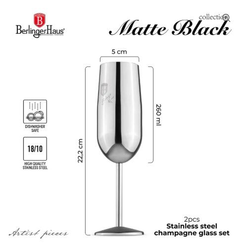 Berlinger Haus - 2’li metal şampanya kadehi seti – BH/8665