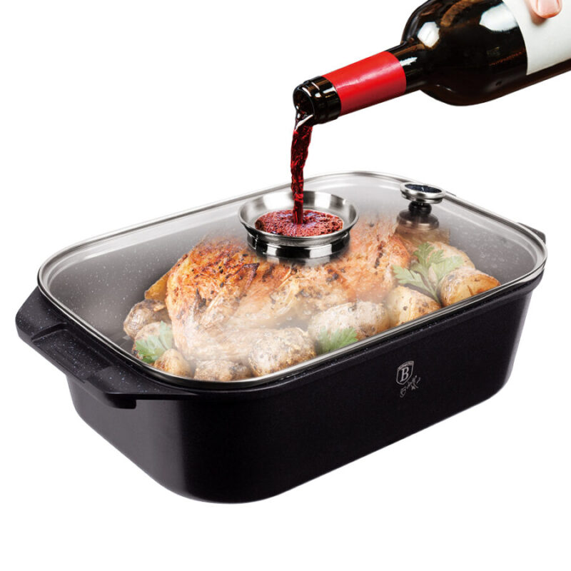 Berlinger Haus - Cam Kapaklı ve Tutacağı Aroma Düğmeli Pişirme Kabı (34,5 cm) Dikdörtgen - BH/1440