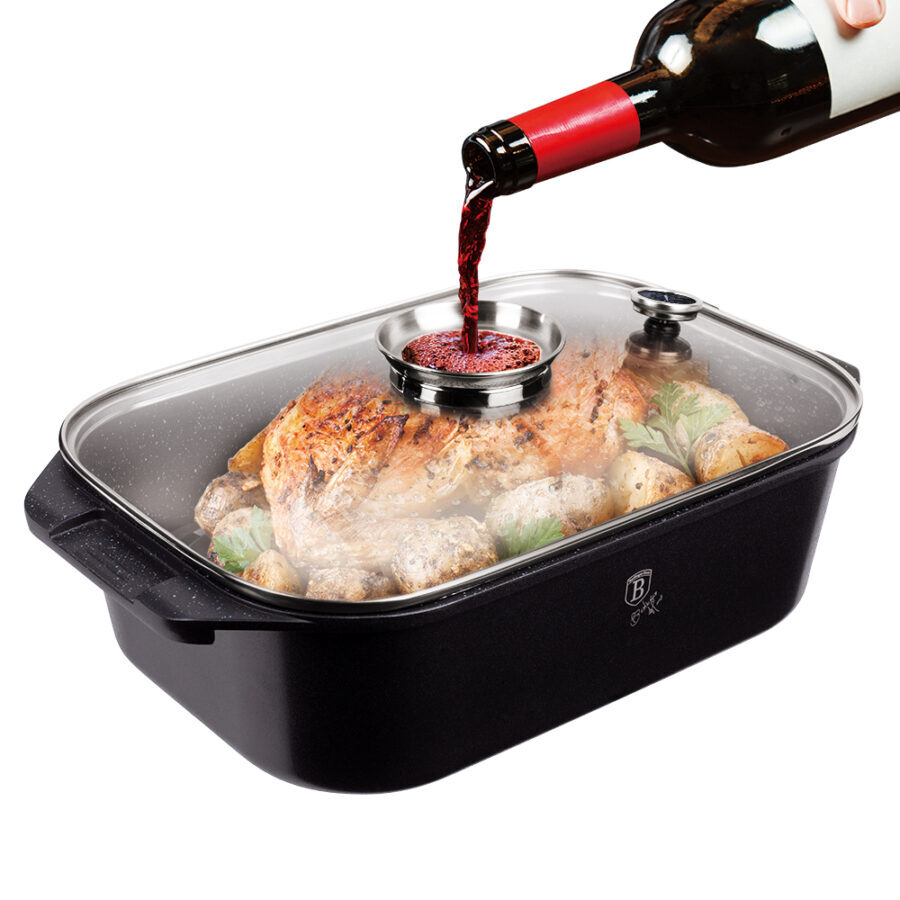 Berlinger Haus - Cam Kapaklı ve Tutacağı Aroma Düğmeli Pişirme Kabı (34,5 cm) Dikdörtgen - BH/1440