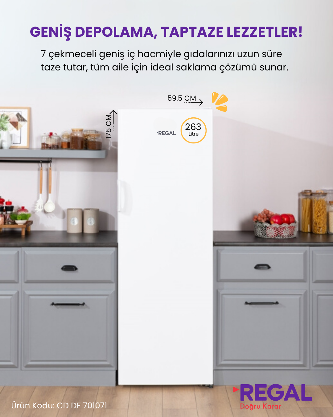 Cd-Nf-701071 Regal Cd Df 701071 7 Çekmeceli Derin Dondurucu - Görsel 1