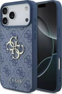 Guess Pu Deri Kılıf (büyük 4g & Klasik Logolu) iPhone 17 Pro Max - Mavi Guhcp17x4gmgbl