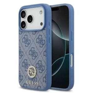 Guess Magsafe 4g Pu Deri Kılıf (klasik & Taşlı Logolu) iPhone 17 Pro - Mavi Guohmp17lp4grmdeb
