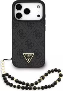 Guess Magsafe 4g Pu Deri Kılıf (üçgen Logolu) iPhone 17 Pro - Siyah Guhmp17lp4dplk
