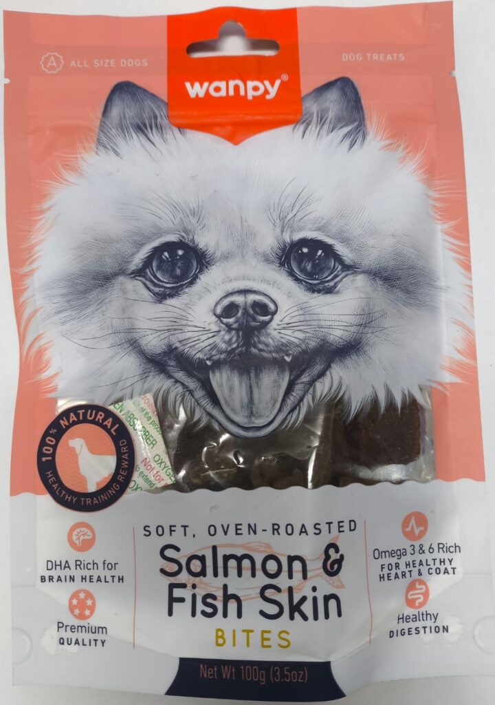 Wanpy-Wanpy Soft Salmon &Fishskin Bites 100G Köpek Ödül Mamaları-kktc