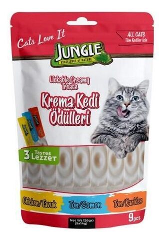 Jungle-Jungle Li̇ckable Treat For Cat Cream Mi̇x 9-14 Kedi Ödül Mamaları-kktc