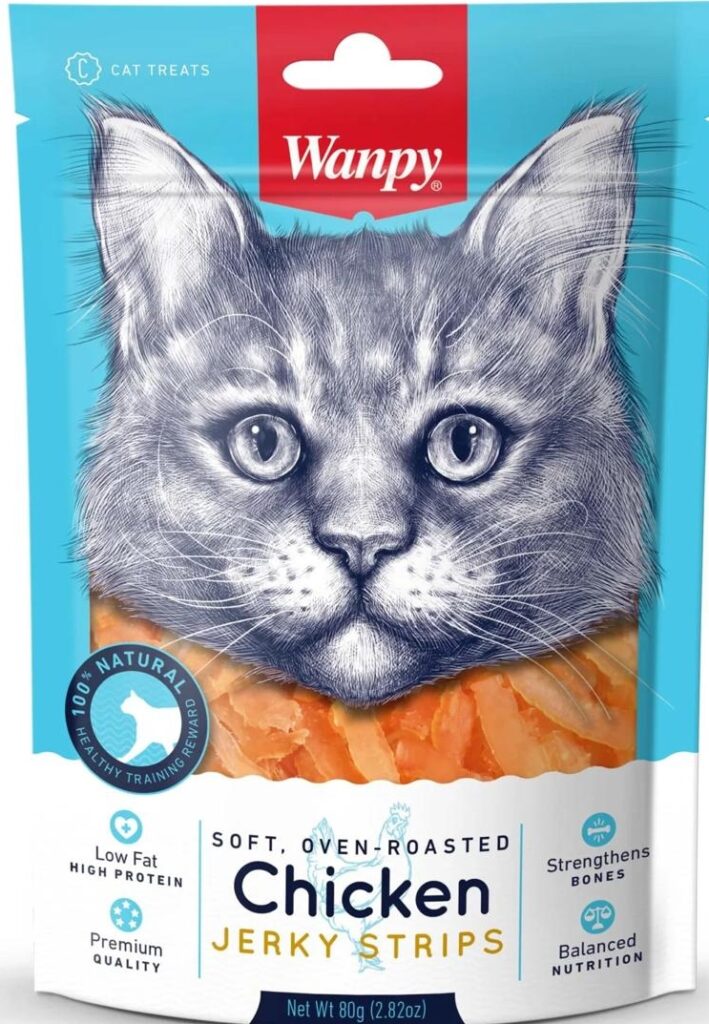Wanpy-Wanpy Soft Chicken Jerky Strip For Cat 80G Kedi Ödül Mamaları-kktc