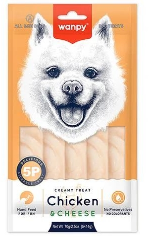 Wanpy Lickable Treat Chicken &Cheese For Dog 14G-5Pcs Köpek Ödül Mamaları