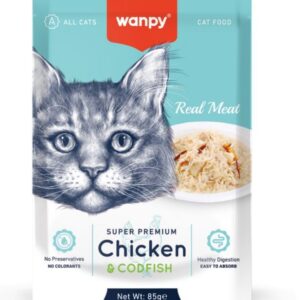 Wanpy-Wanpy Retort Pouch Chi̇cken&Codfi̇sh For Cat 85Gr Kedi Ödül Mamaları-kktc