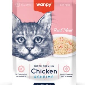 Wanpy Retort Pouch Chi̇cken&Shri̇mp For Cat 85Gr Kedi Ödül Mamaları