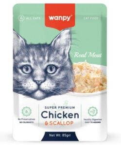 Wanpy Retort Pouch Chi̇cken&Scallop For Cat 85Gr Kedi Ödül Mamaları