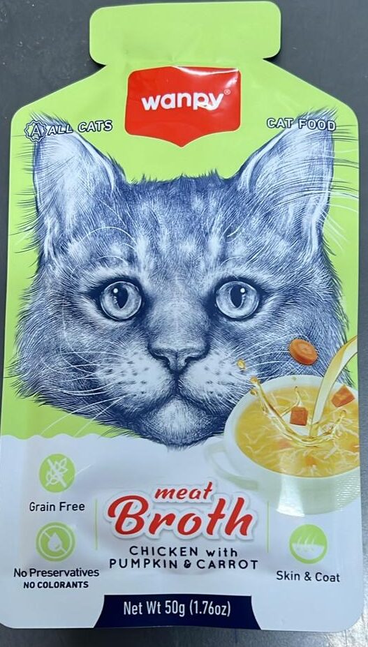 Wanpy-Wanpy Meat Broths Chicken With Pumpkin&Carrot For Cat50G Kedi Ödül Mamaları-kktc