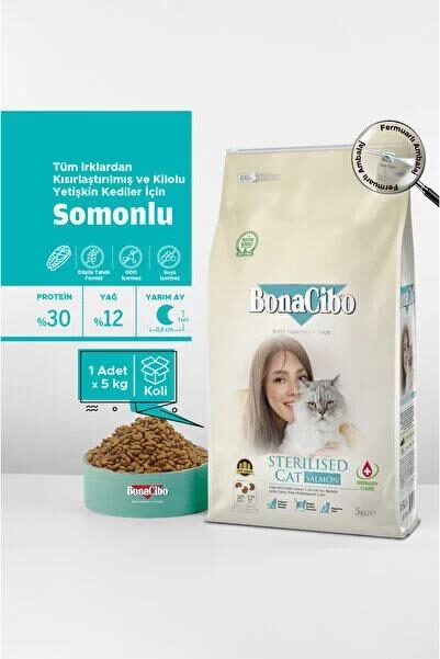 Bonacibo-Bonacibo Adult Cat Sterli̇sed Salmon 5Kg Kedi Kuru Maması-kktc