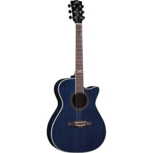 Eko NXT A100CE Elektro Akustik Gitar See Through Blue Cutaway