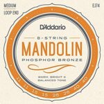D'Addario EJ74 Mandolin Teli Phosphor Bronze Medium Loop End 8 Tel