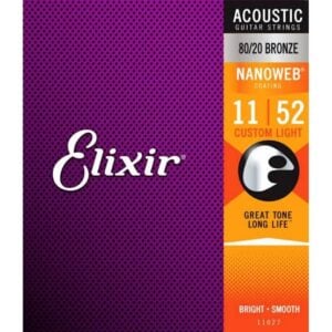 Elixir Nanoweb 80/20 Bronze 11027 Akustik Gitar Teli Custom Light 11-52