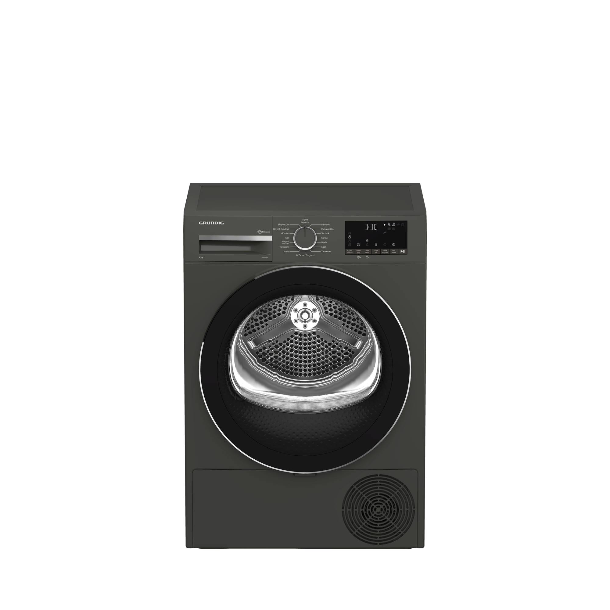 Gpdh-9645-Grundig-9-Kg-Isi-Pompali-Man-7Dd530 Gpdh 9645 Grundig 9 Kg Isı Pompalı Manhattan Gray Kurutma Makinesi
