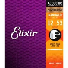 Elixir Nanoweb Phosphor Bronze 16052 Akustik Gitar Teli Light 12-53