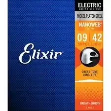 Elixir Nanoweb Nickel Plated Steel 12002 Elektro Gitar Teli Super Light 9-42