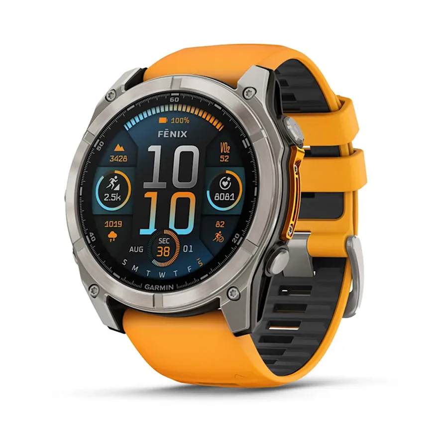 Garmin fenix 8 - 51 mm, AMOLED Sapphire, Titanyum Turuncu/Grafit Kayışlı