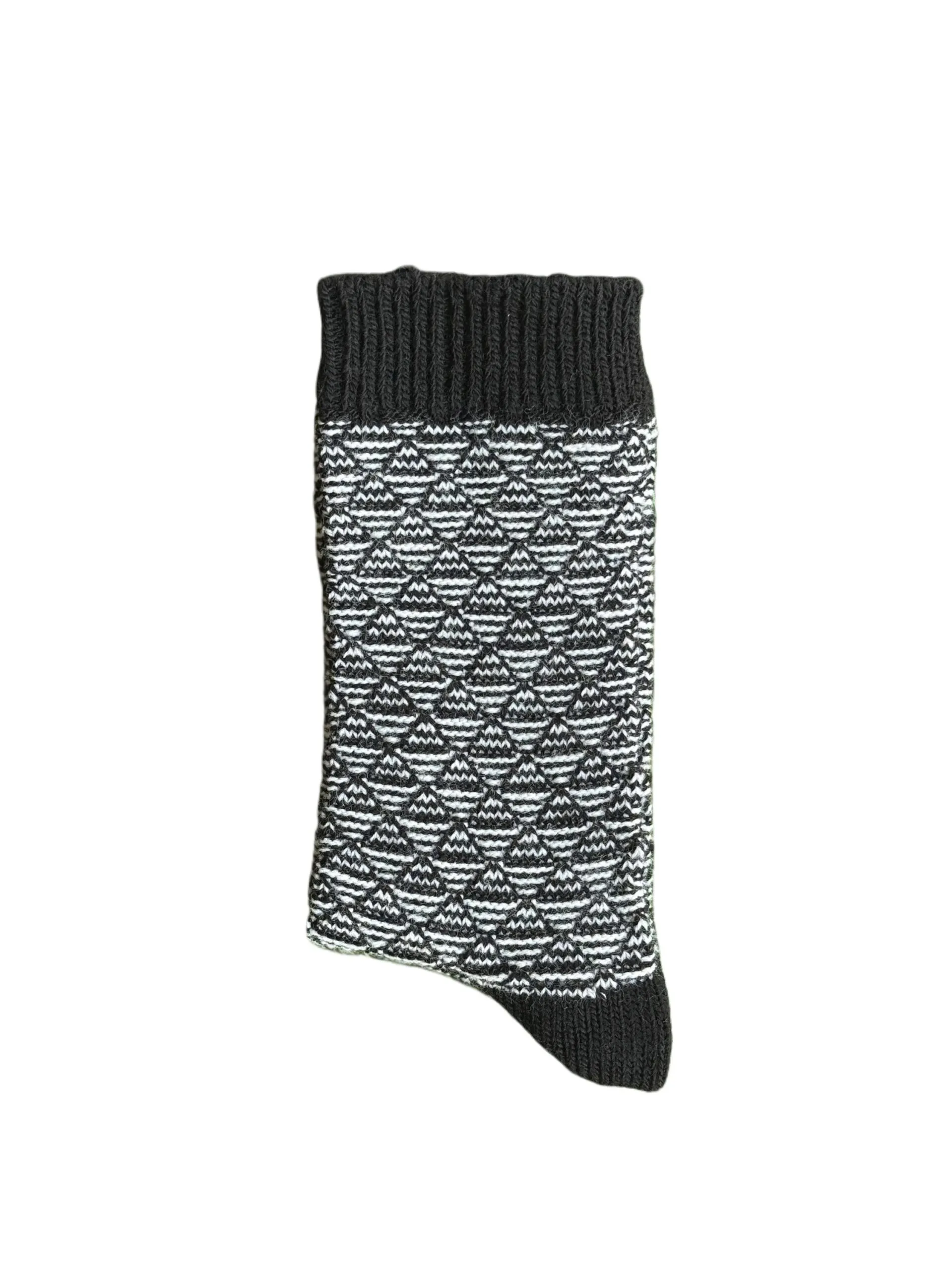 Wool Desenli Siyah Çorap