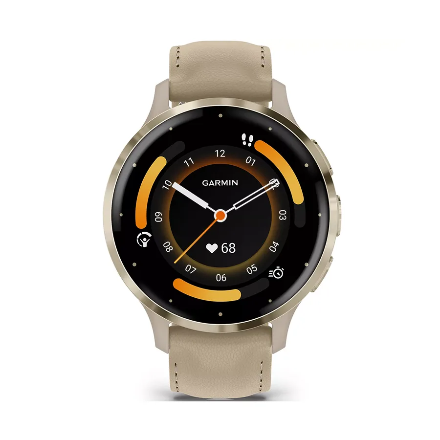 Garmin Venu 3S, 41mm, GPS, Wi-Fi, Fr. Gray + Soft Gold, Leather, EMEA/ANZ
