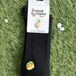 Hamburger Nakişli Siyah Soket Çorap