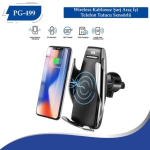 Pg-499 Kablosuz Şarjli Araç İçi̇ Telefon Tutucu