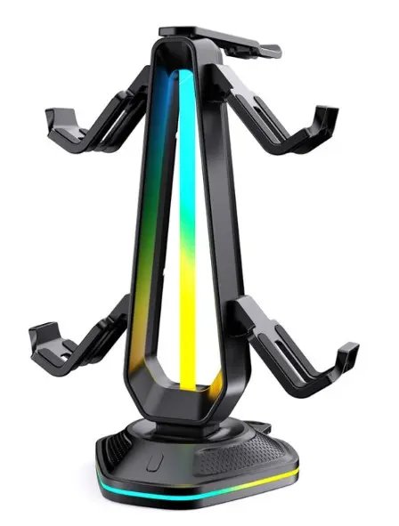 Epıcarma Rgb Işıklı Oyuncu Kulaklık Standı Ve Kontroler Tutucu - 9 Farklı Işık Modu Ve 2 Usb Şarj Portlu