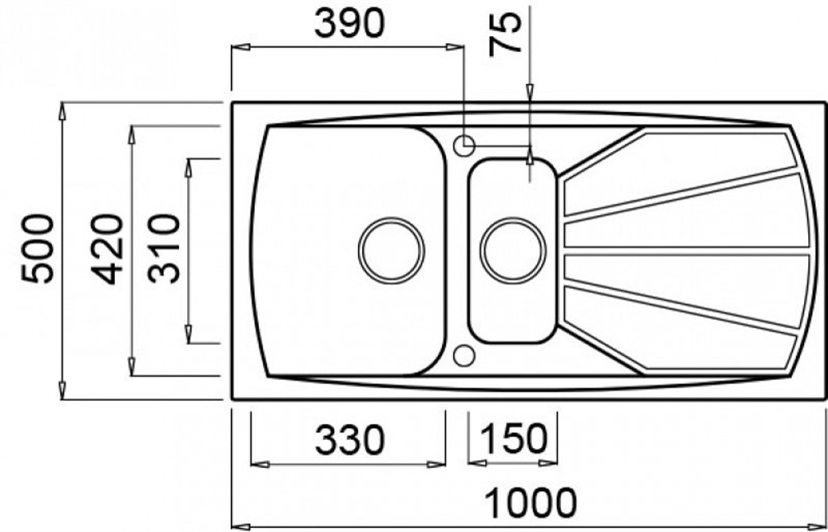 Elleci Granit Evye Bir Buçuk Göz Living Beyaz 100X50