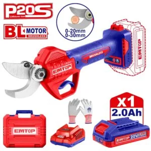Emtop Akülü Makas Budama 25MM 20V (2Ah Akü+Şarjer)
