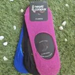 (3 Çift) Bbt Basic Mor Siyah Mavi Kaymayan Babet Çorap