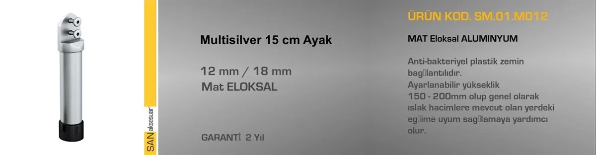 Sander Islak Zemin Compact Laminant Ayağı 15Cm Multi Silver