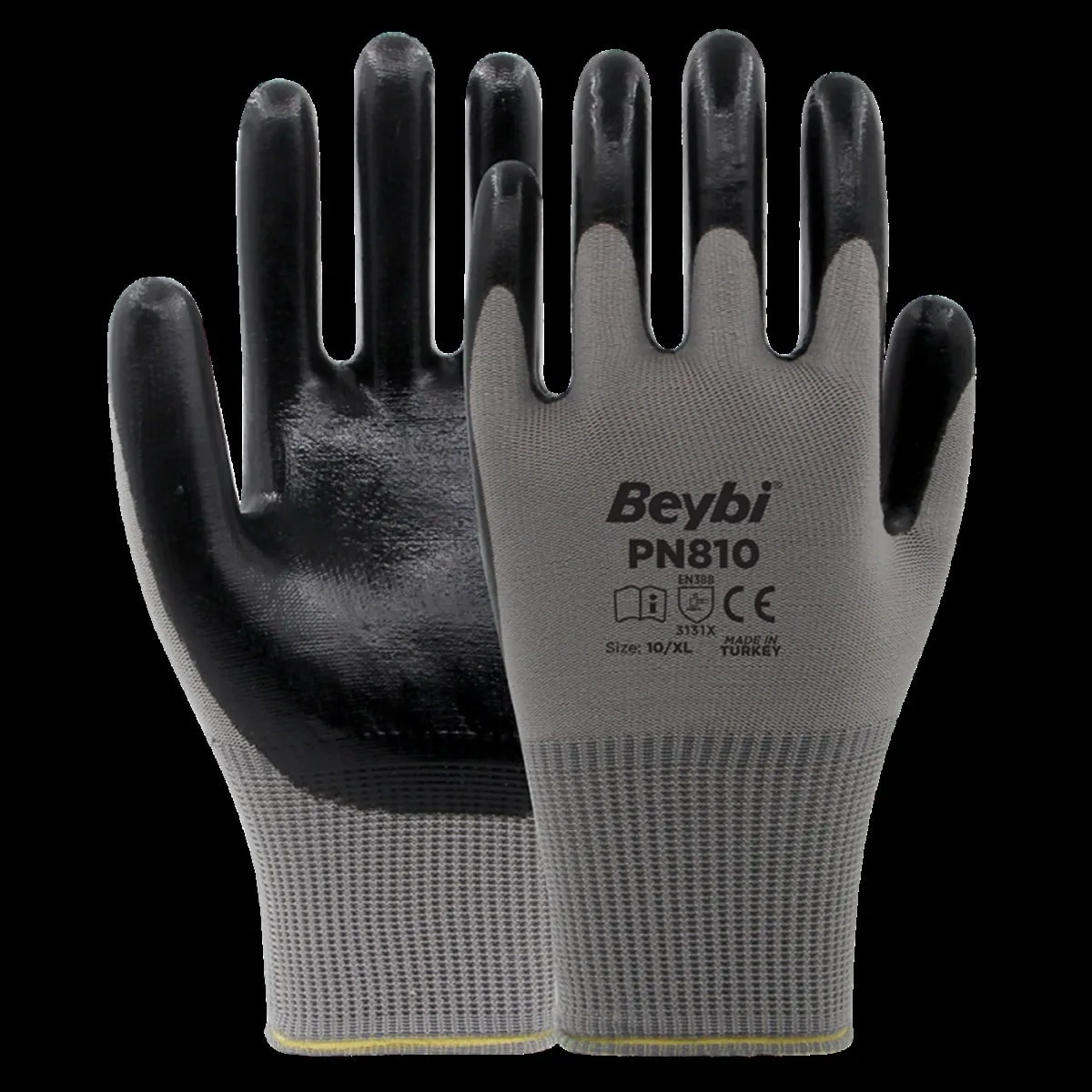 Beybi Eldiven Polyester Örme Pm810 Gri-Siyah