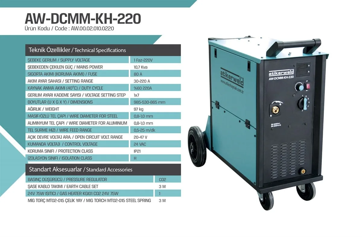 Atiker Gazaltı Kaynak Makinesi AW-DCMM-KH 220 AMP