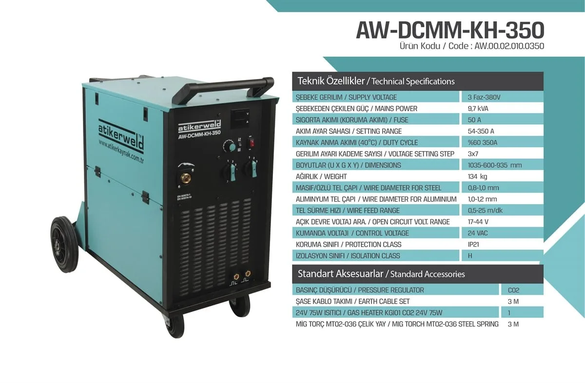 Atiker Gazaltı Kaynak Makinesi AW-DCMM-KH 350 AMP